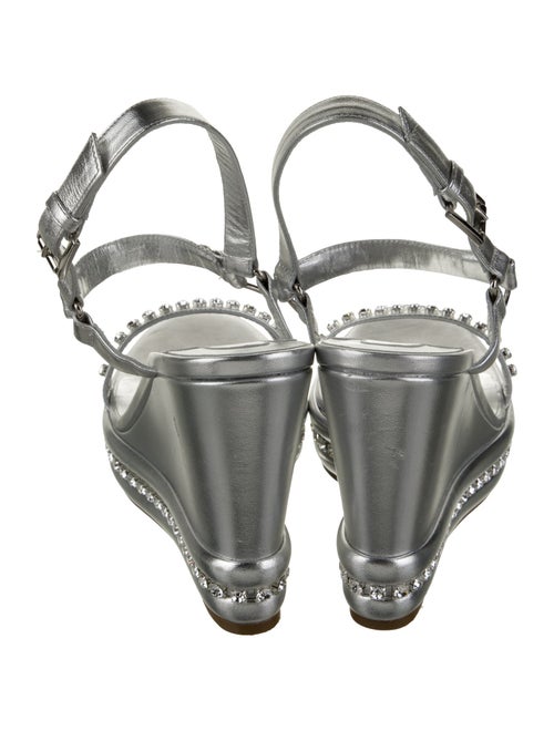 Christian Louboutin Leather Crystal Embellishments Slingback Sandals