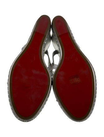 Christian Louboutin Leather Crystal Embellishments Slingback Sandals