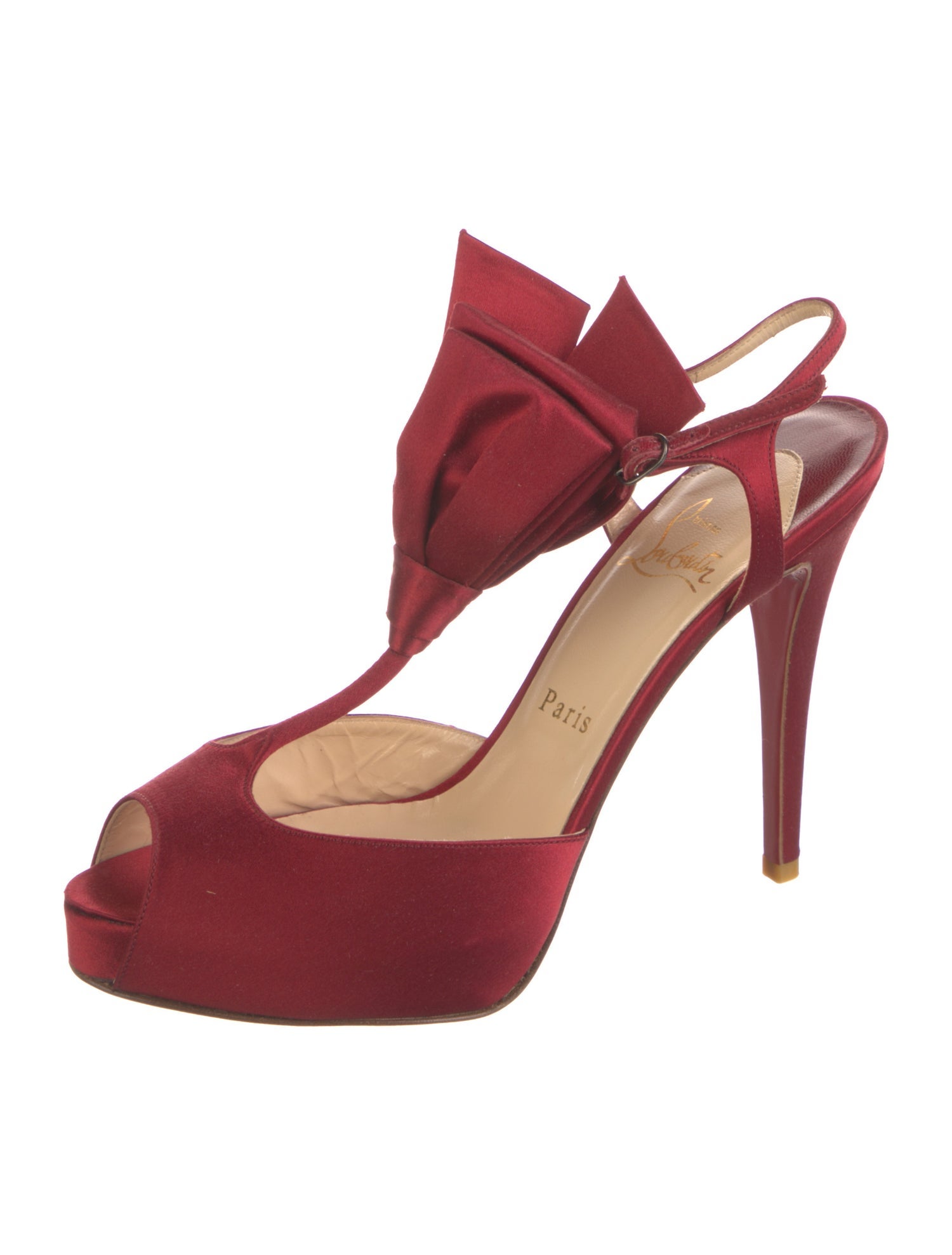 Christian Louboutin Satin Pleated Accents Slingback Sandals