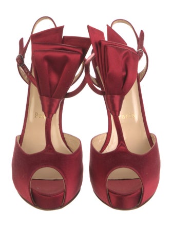Christian Louboutin Satin Pleated Accents Slingback Sandals