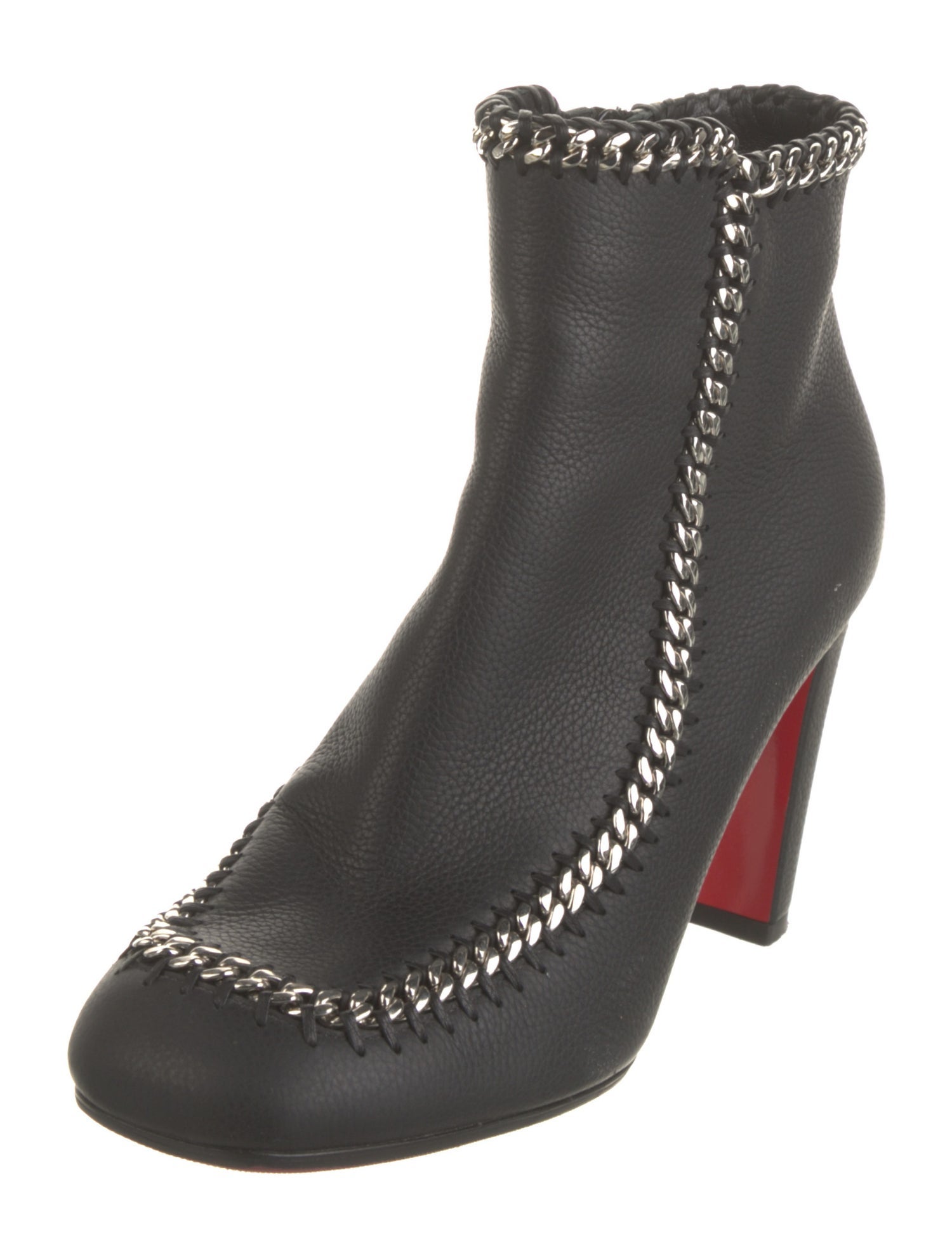 Christian Louboutin Leather Whipstitch Trim Boots