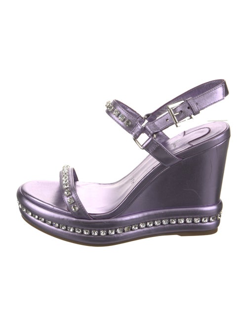 Christian Louboutin Patent Leather Crystal Embellishments Slingback Sandals