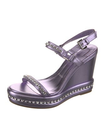 Christian Louboutin Patent Leather Crystal Embellishments Slingback Sandals