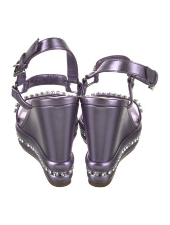 Christian Louboutin Patent Leather Crystal Embellishments Slingback Sandals