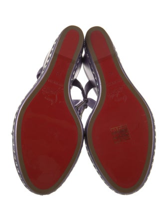 Christian Louboutin Patent Leather Crystal Embellishments Slingback Sandals