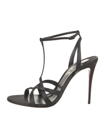 Christian Louboutin Leather Floral Print T-Strap Sandals
