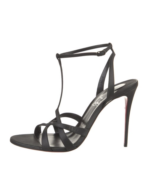 Christian Louboutin Leather Floral Print T-Strap Sandals