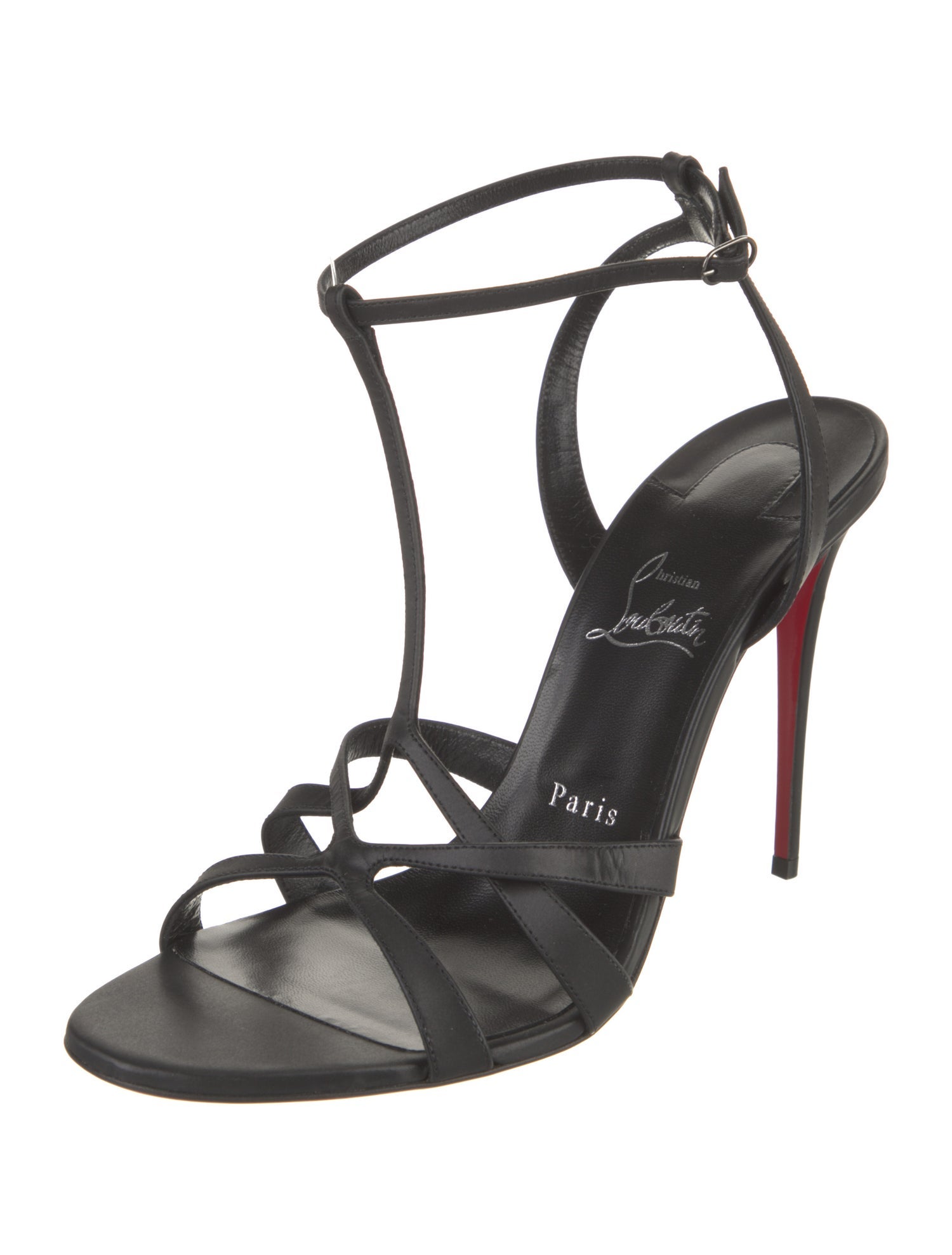 Christian Louboutin Leather Floral Print T-Strap Sandals