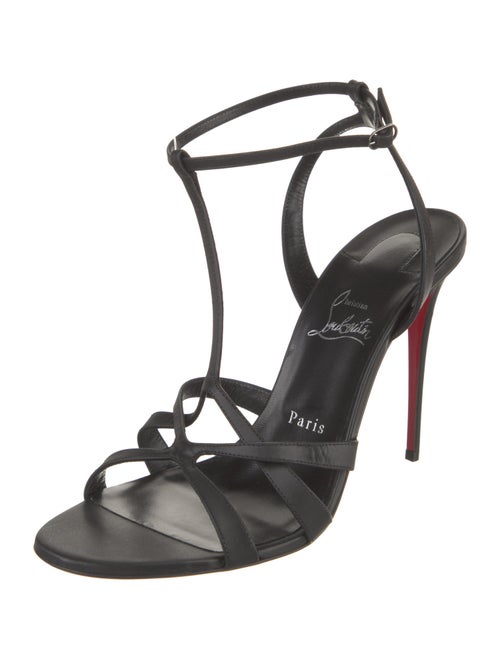 Christian Louboutin Leather Floral Print T-Strap Sandals