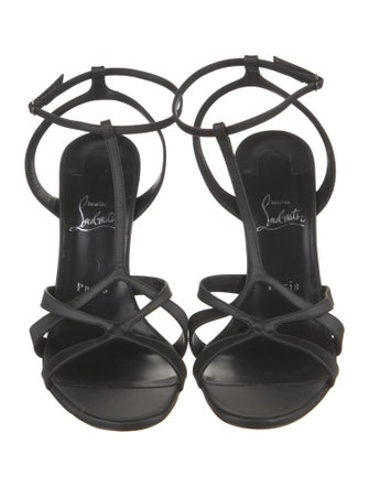 Christian Louboutin Leather Floral Print T-Strap Sandals
