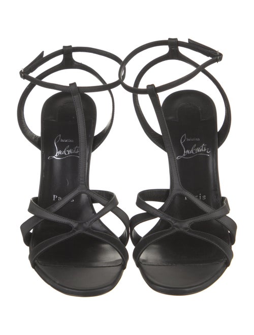 Christian Louboutin Leather Floral Print T-Strap Sandals