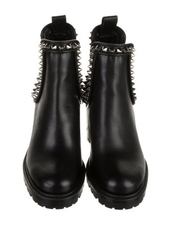 Christian Louboutin Leather Studded Accents Chelsea Boots