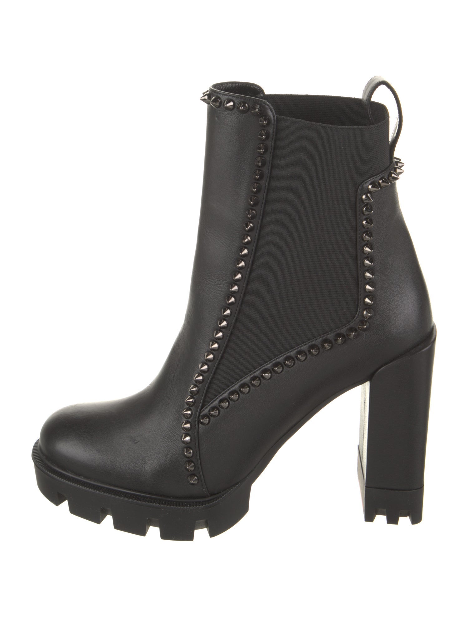 Christian Louboutin Leather Studded Accents Chelsea Boots