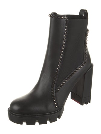 Christian Louboutin Leather Studded Accents Chelsea Boots