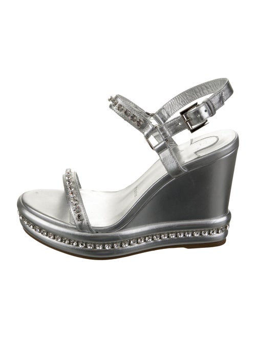 Christian Louboutin Leather Crystal Embellishments Slingback Sandals