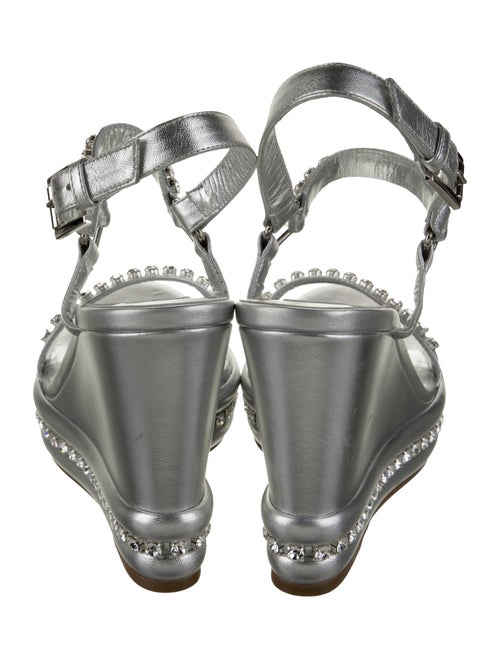 Christian Louboutin Leather Crystal Embellishments Slingback Sandals