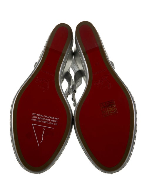Christian Louboutin Leather Crystal Embellishments Slingback Sandals