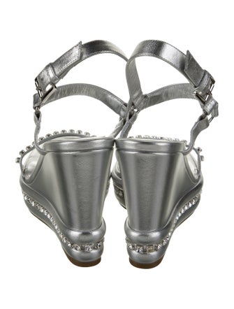 Christian Louboutin Leather Crystal Embellishments Slingback Sandals