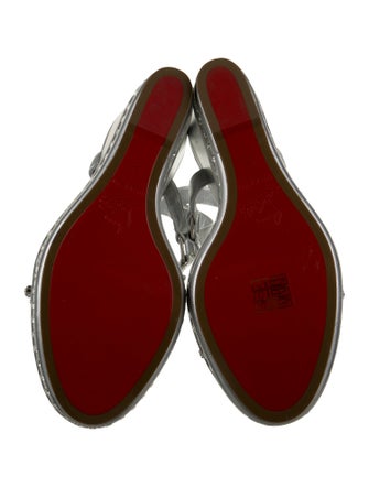 Christian Louboutin Leather Crystal Embellishments Slingback Sandals