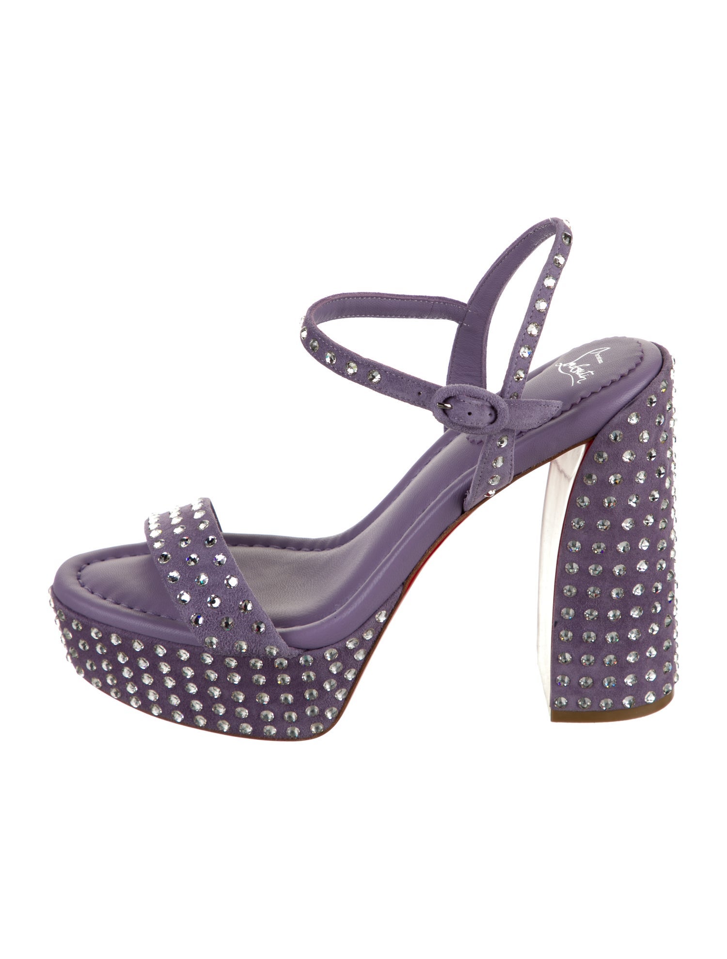 Christian Louboutin Leather Crystal Embellishments Sandals