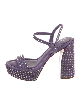 Christian Louboutin Leather Crystal Embellishments Sandals