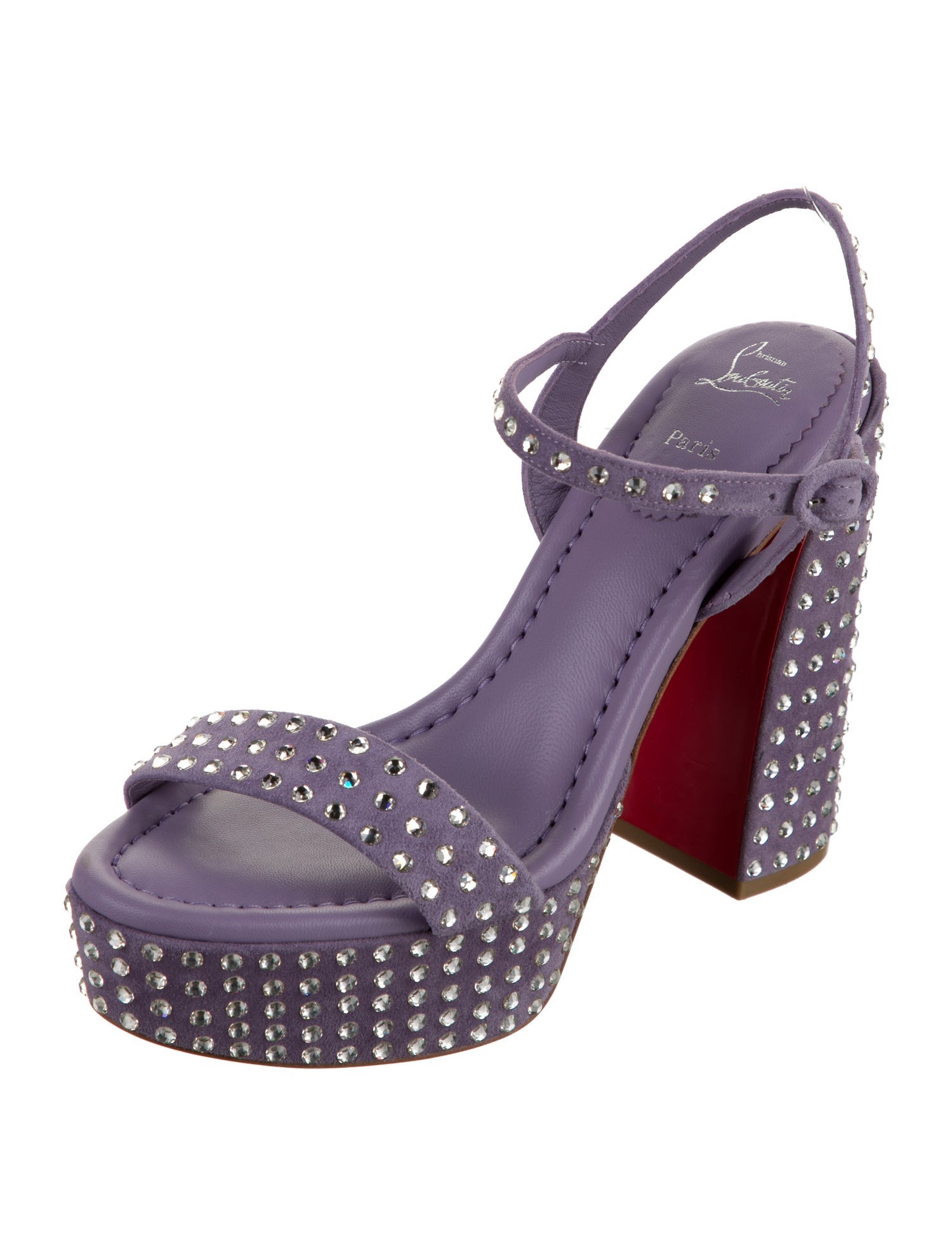 Christian Louboutin Leather Crystal Embellishments Sandals