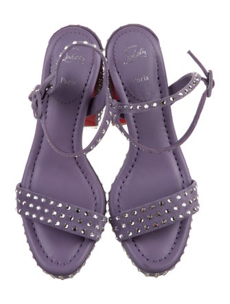 Christian Louboutin Leather Crystal Embellishments Sandals