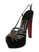 Christian Louboutin Suede Crystal Embellishments Slingback Sandals