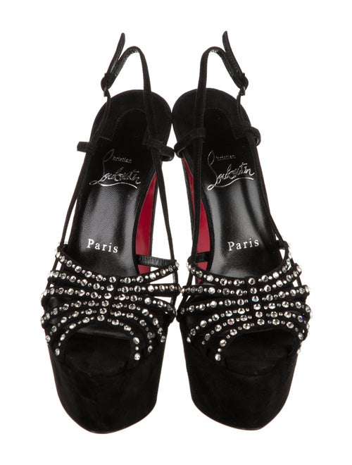 Christian Louboutin Suede Crystal Embellishments Slingback Sandals