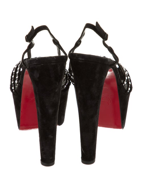 Christian Louboutin Suede Crystal Embellishments Slingback Sandals