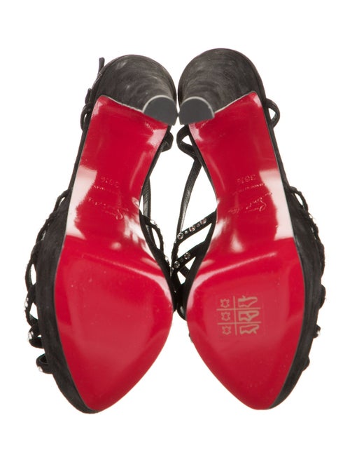 Christian Louboutin Suede Crystal Embellishments Slingback Sandals