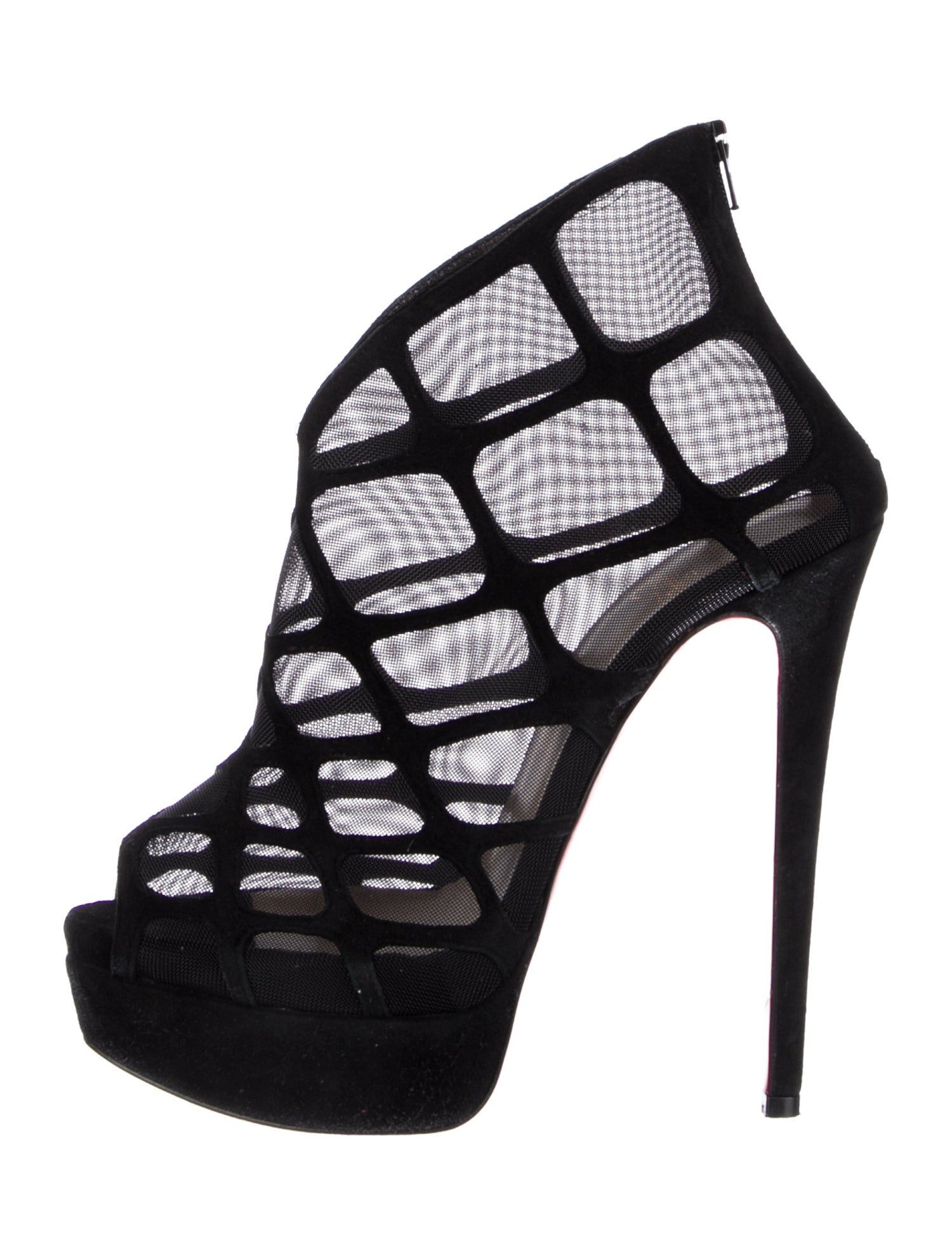 Christian Louboutin Suede Mesh Accents Pumps