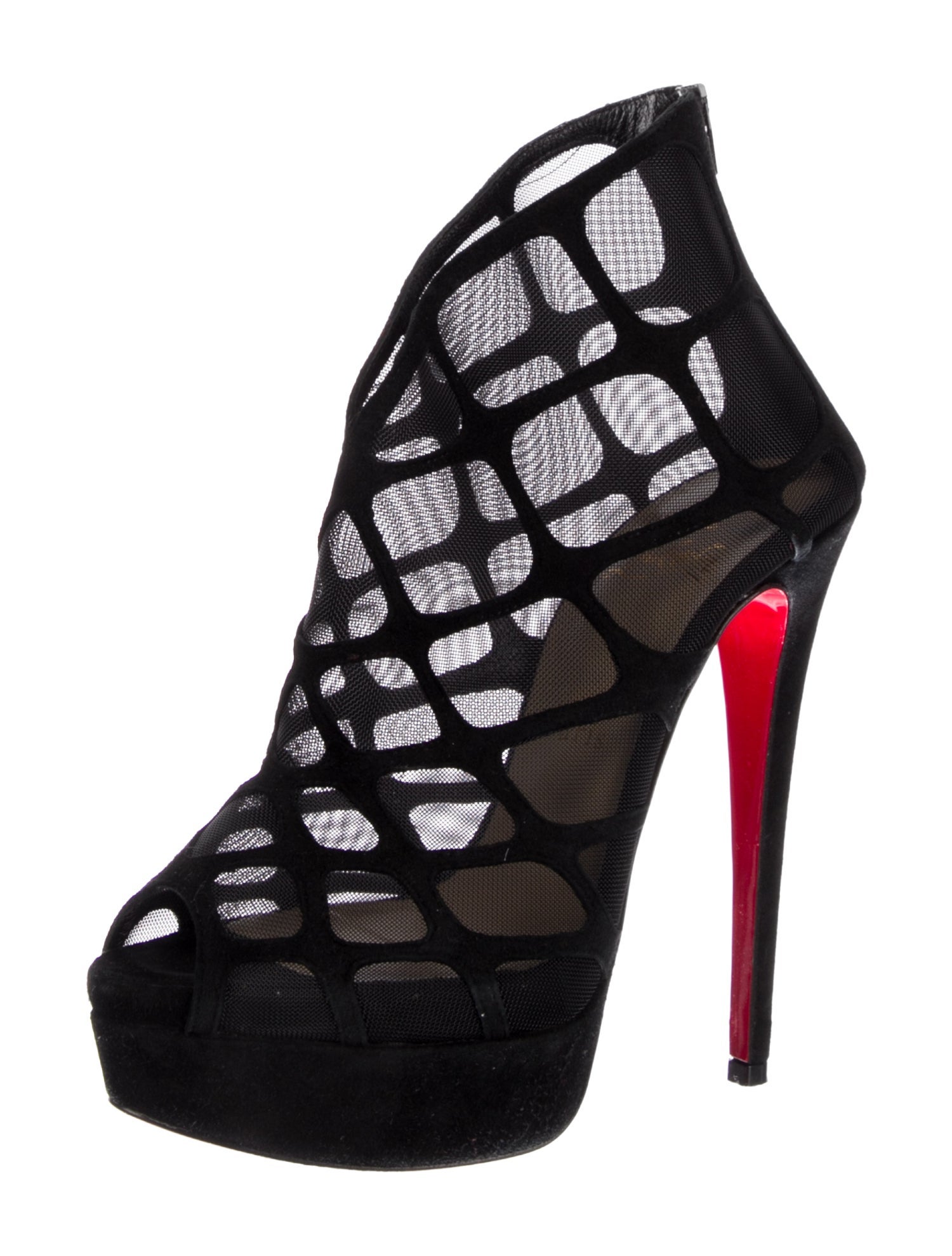 Christian Louboutin Suede Mesh Accents Pumps