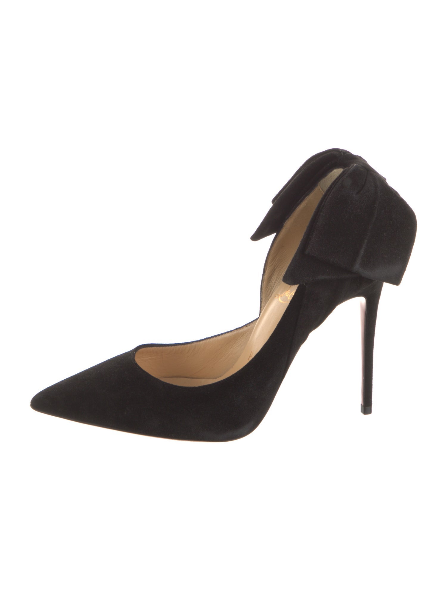 Christian Louboutin Suede Bow Accents D'Orsay Pumps
