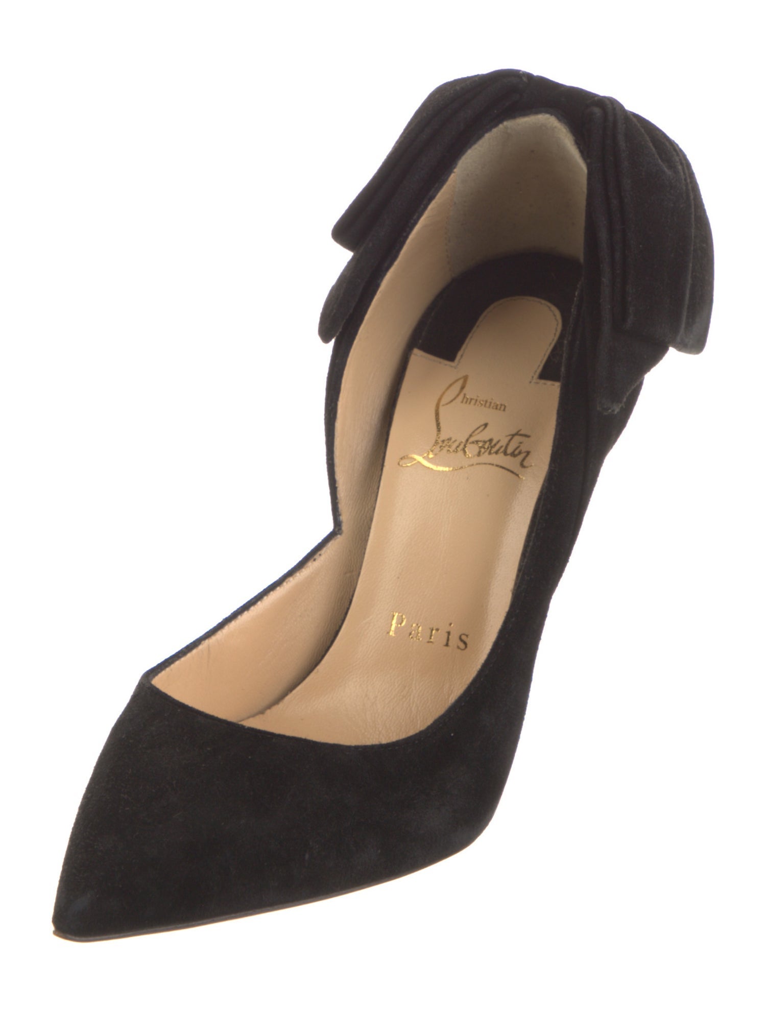 Christian Louboutin Suede Bow Accents D'Orsay Pumps