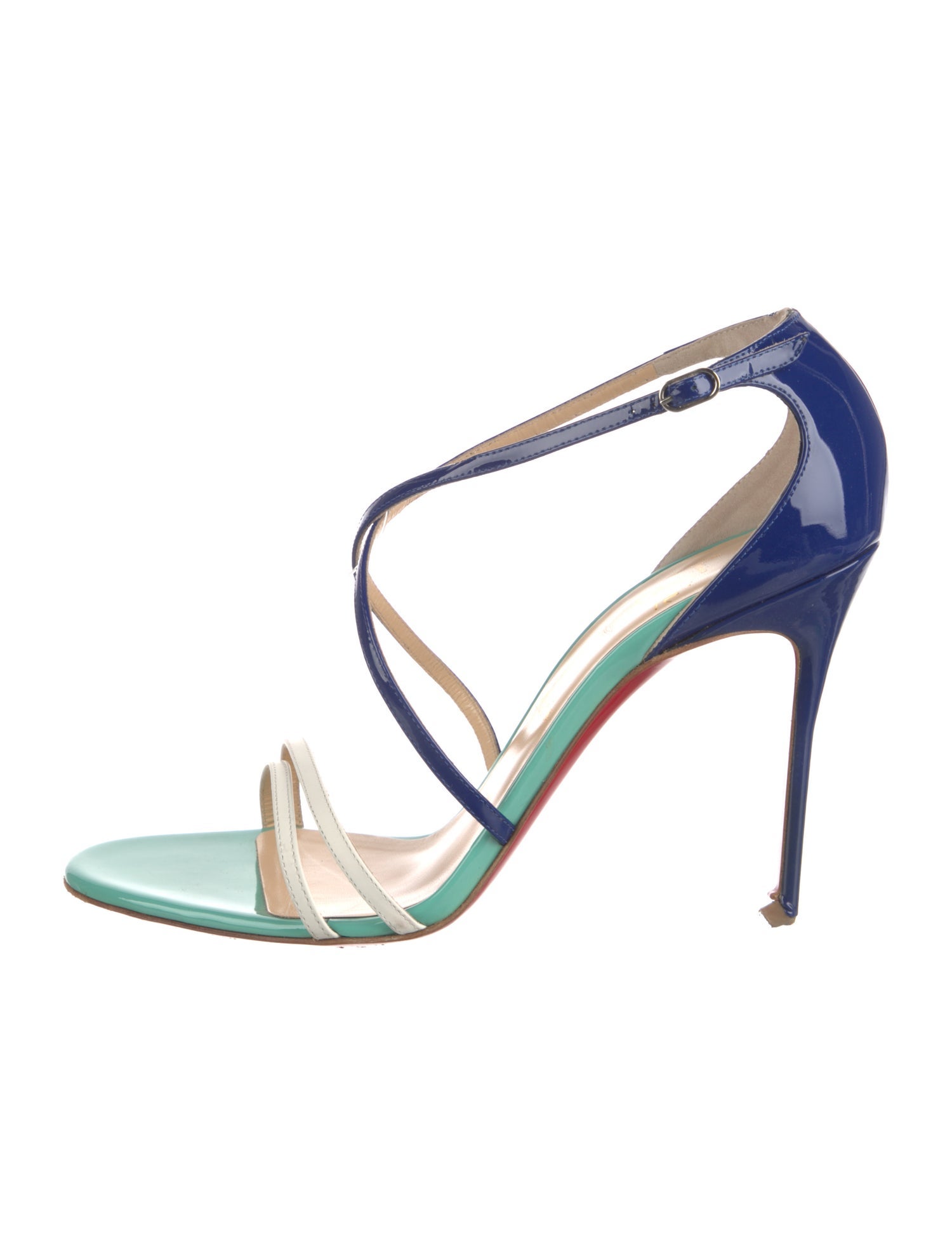 Christian Louboutin Patent Leather Colorblock Pattern Sandals