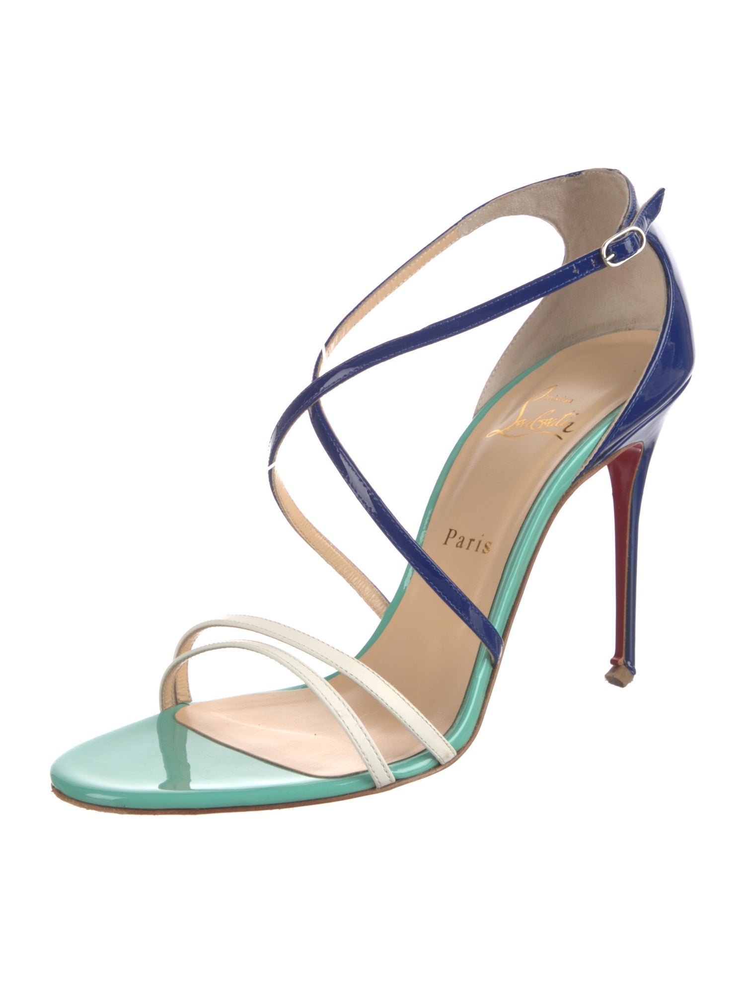 Christian Louboutin Patent Leather Colorblock Pattern Sandals