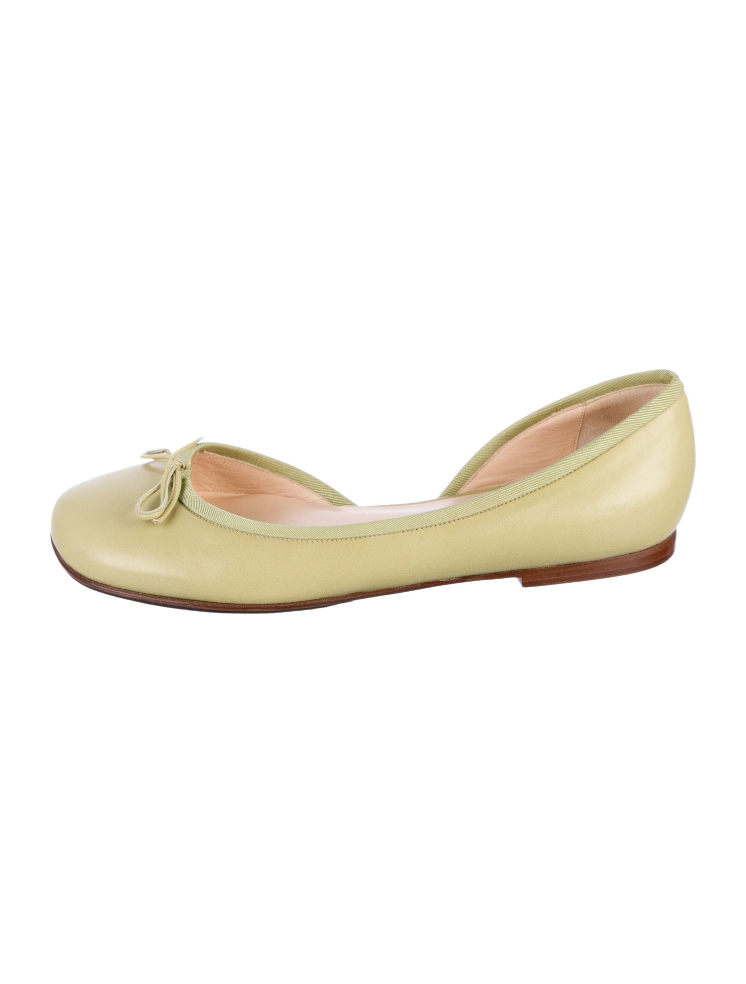 Christian Louboutin Leather Bow Accents D'Orsay Flats