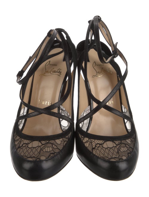 Christian Louboutin Leather Mesh Accents Slingback Pumps
