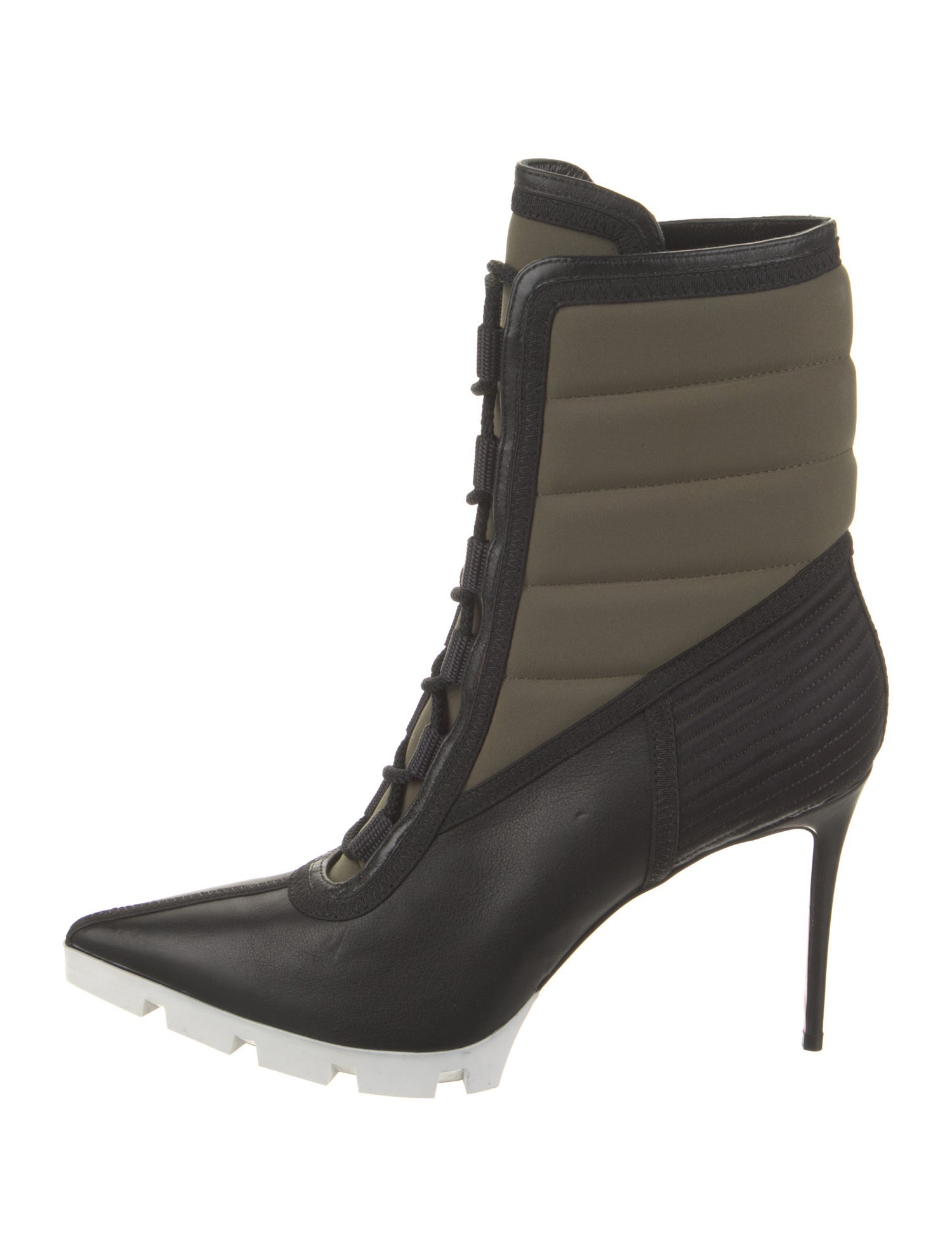 Christian Louboutin Leather Colorblock Pattern Lace-Up Boots