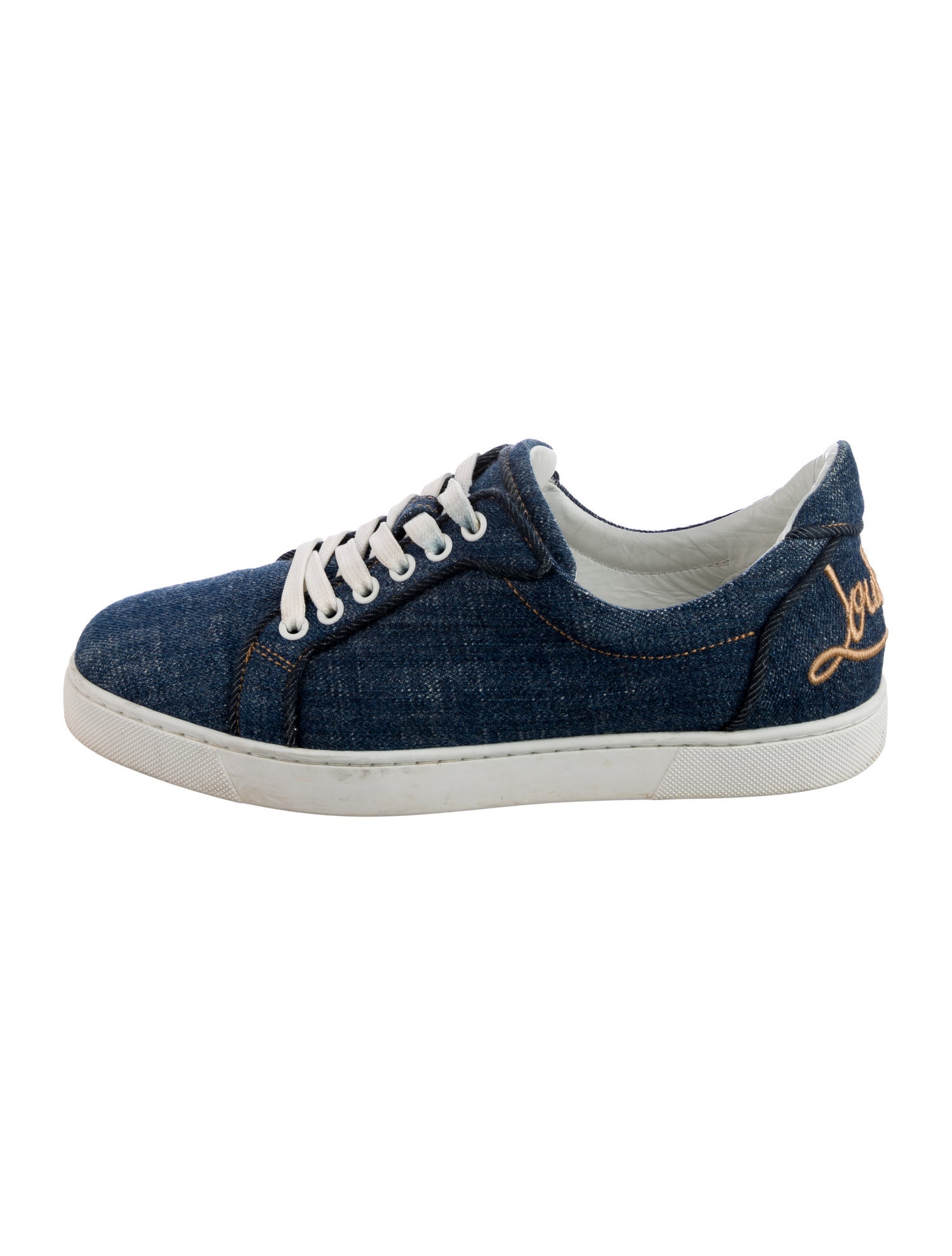 Christian Louboutin Denim Embroidered Accent Sneakers