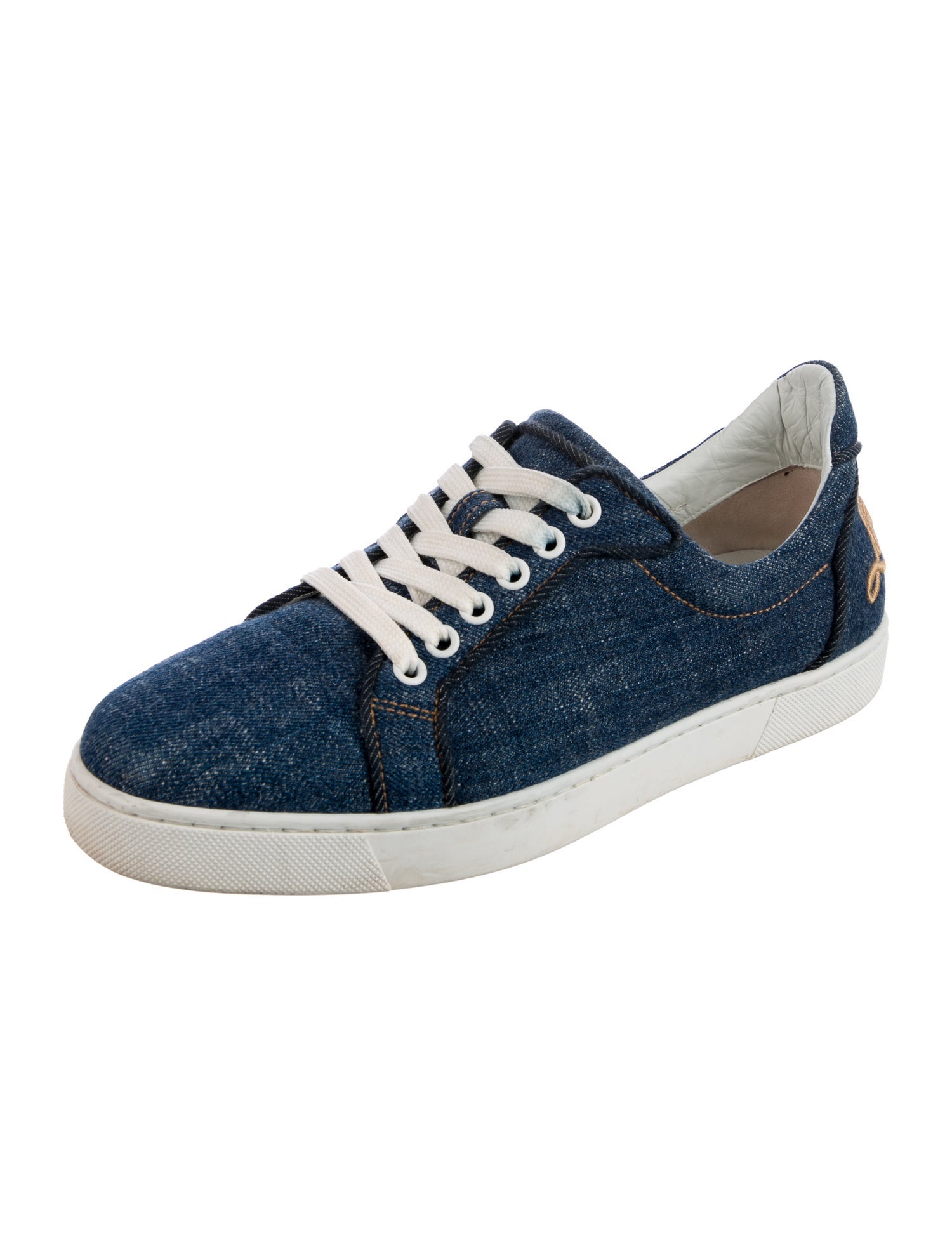 Christian Louboutin Denim Embroidered Accent Sneakers