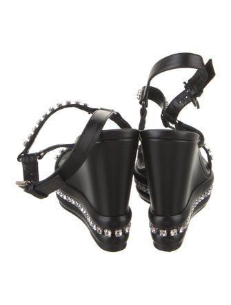 Christian Louboutin Leather Crystal Embellishments Slingback Sandals