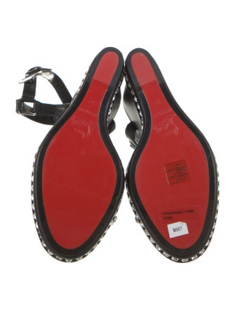 Christian Louboutin Leather Crystal Embellishments Slingback Sandals