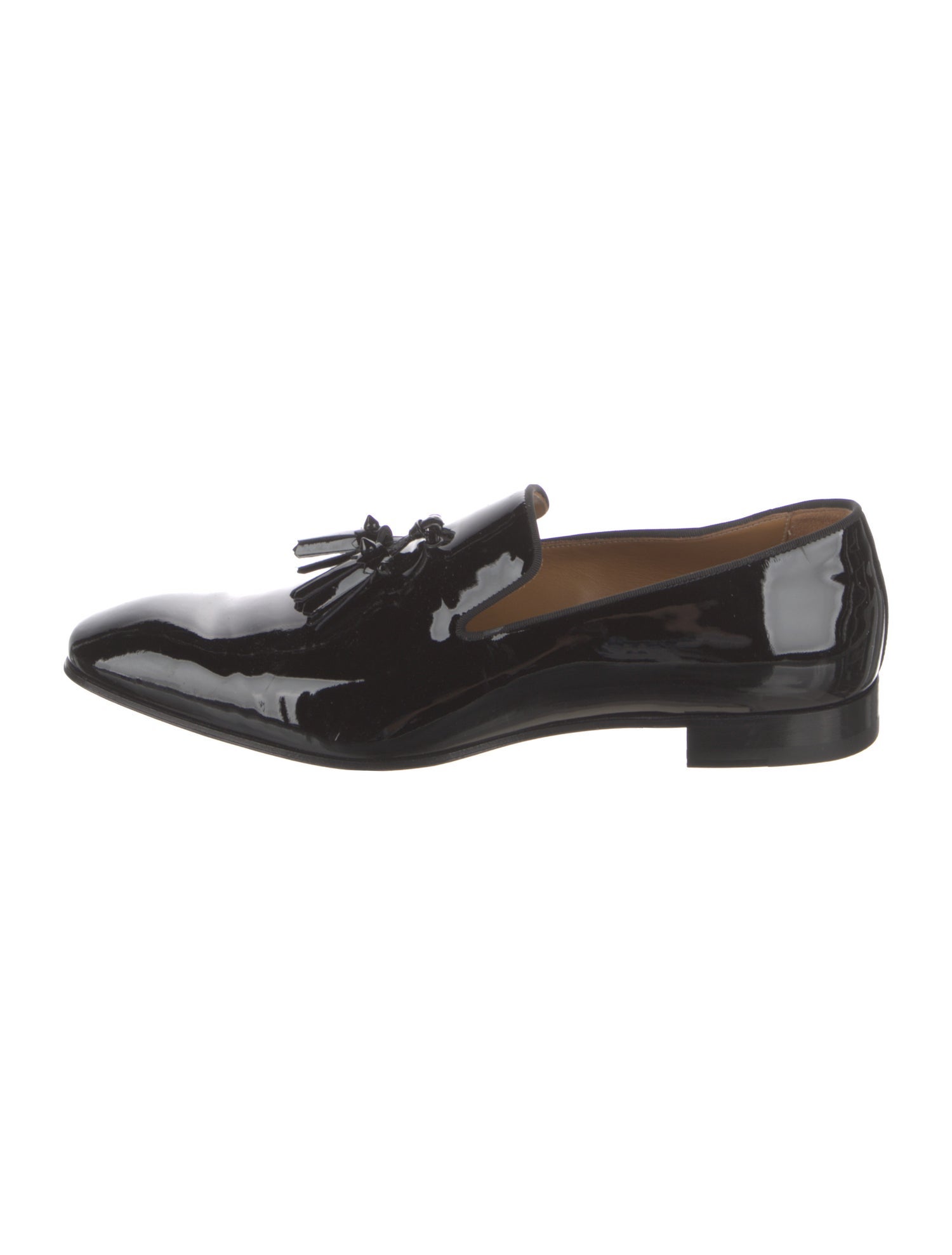 Christian Louboutin Patent Leather Tassel Accents Dress Loafers