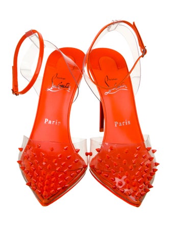 Christian Louboutin Spike Accents PVC Slingback Pumps