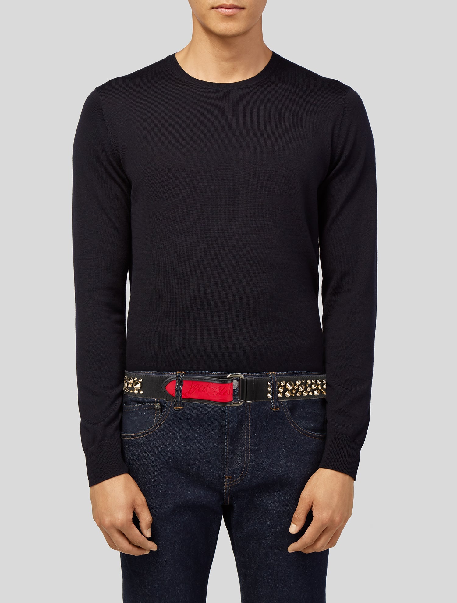 Christian Louboutin Leather Studded Accents Belt