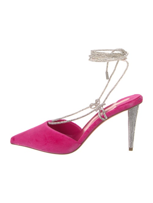 Christian Louboutin Velvet Crystal Embellishments Slingback Pumps