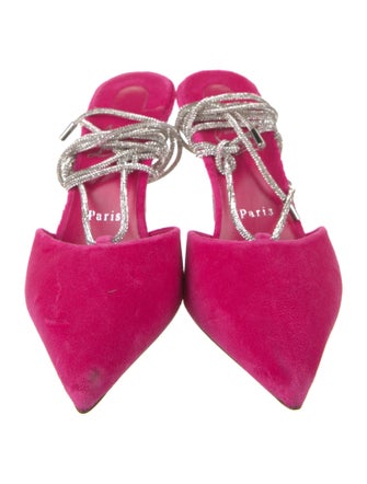 Christian Louboutin Velvet Crystal Embellishments Slingback Pumps