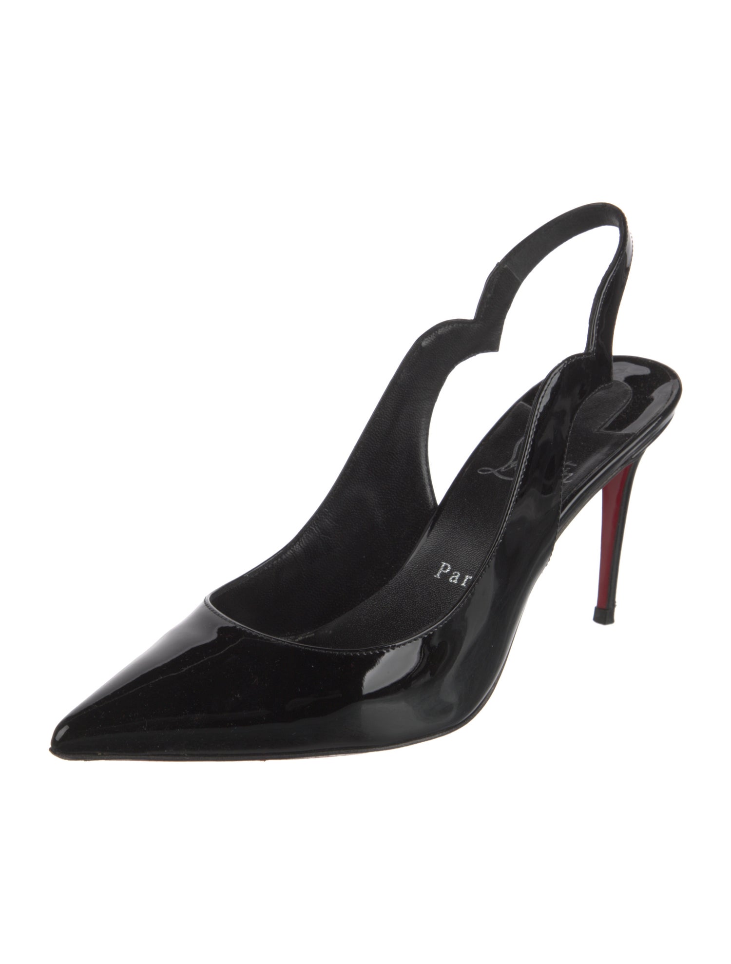 Christian Louboutin Patent Leather Scalloped Accent Slingback Pumps
